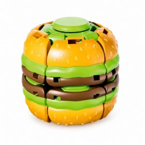 Jucarie Antistres Rotativa, Flippy, Model Hamburger Spinner Ball, Forma Hamburger, Rotire Manuala, Structura Interactiva, Relaxare si Indemanare, Multicolor