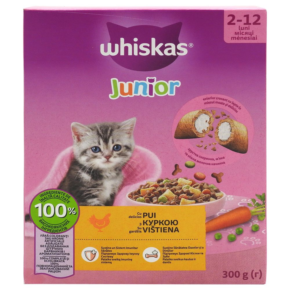 Hrana Uscata, Whiskas Junior, 300 g 2-12luni Pui