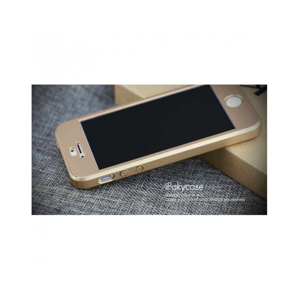 Husa Apple iPhone 5/5S/SE IPAKY Full Cover 360 Auriu cu Folie Cadou