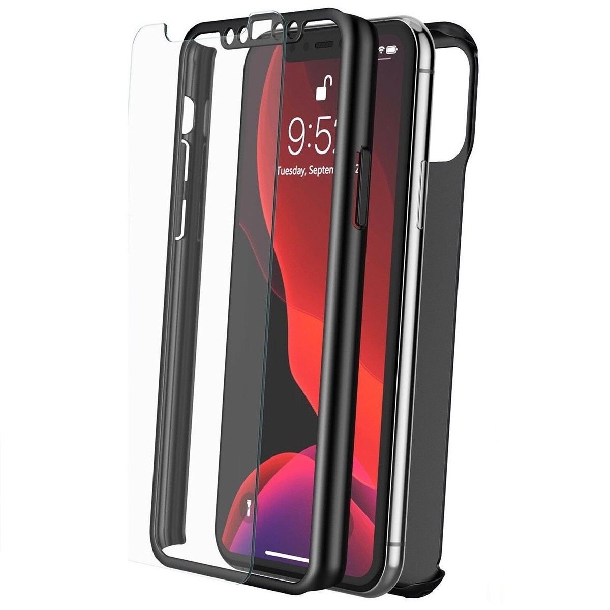 Husa Apple iPhone 6/6S Full Cover 360 Negru + Folie de protectie