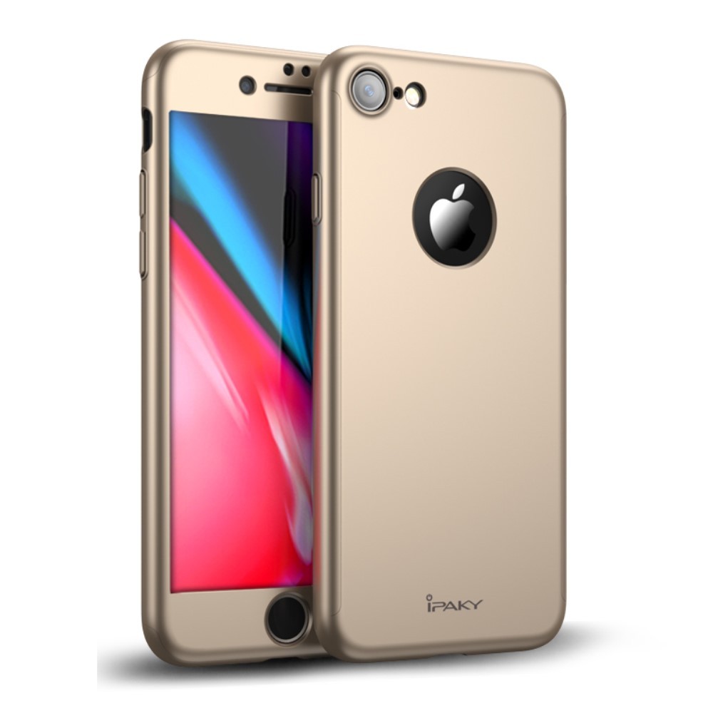 Husa Apple iPhone 8 IPAKY Full Cover 360 Auriu + Folie Cadou
