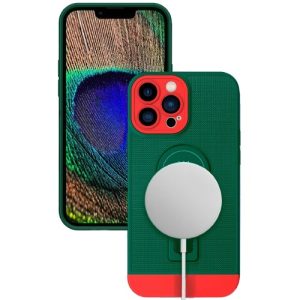 Husa Armor Design, Flippy, pentru Apple iPhone 12, cu Stand, Suport Auto Magnetic, Wireless Charge, Verde/Rosu