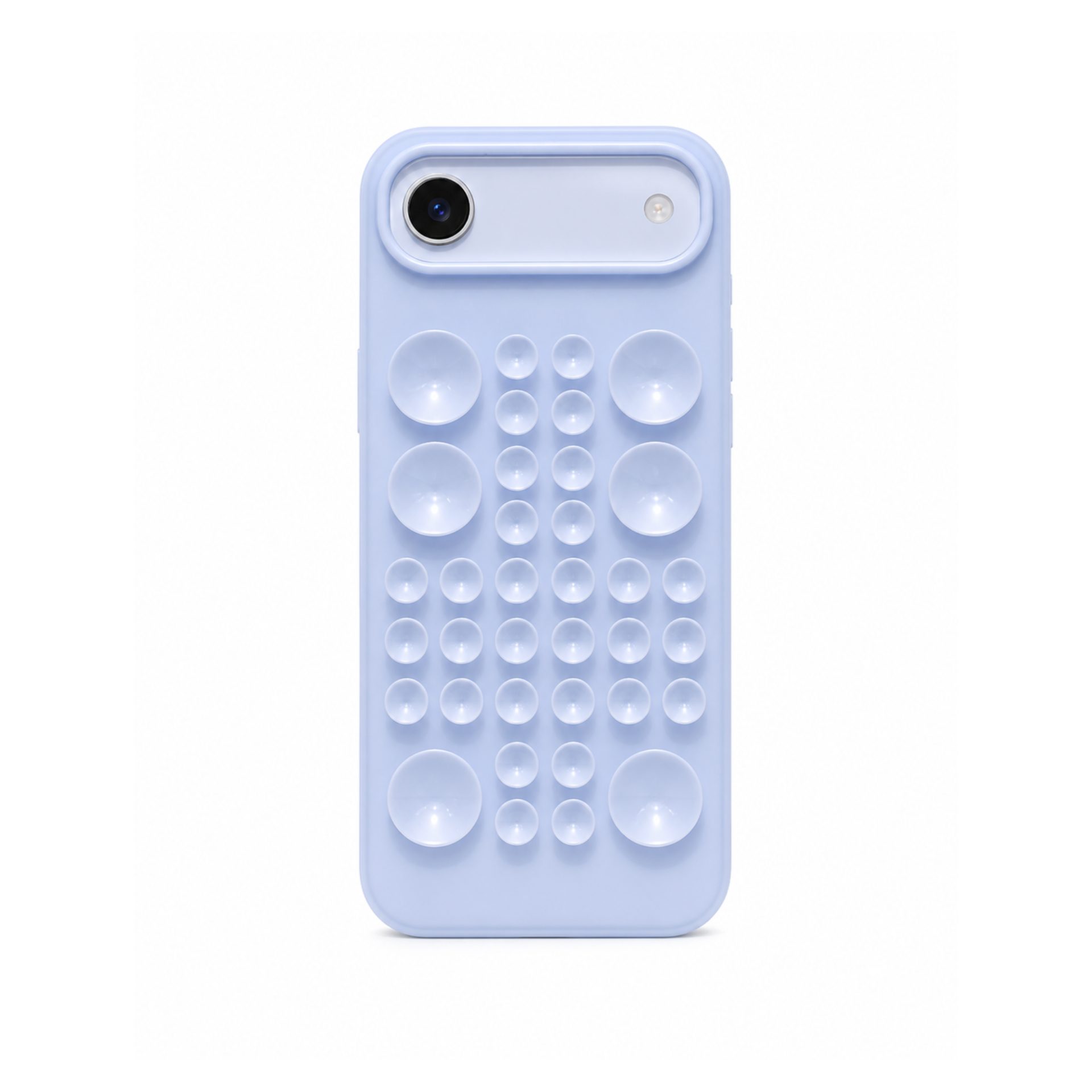 Husa cu Ventuze, Flippy, Compatibila iPhone 17 Air, din Silicon, Interior Microfibra, Albastru Gri
