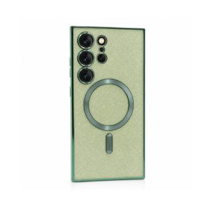 Husa de Protectie 2 in 1, Flippy, Husa pentru Samsung Galaxy S24 Ultra, Glitter Chrome Magsafe, din TPU, Magnetica, cu Protectie Lentila, Verde