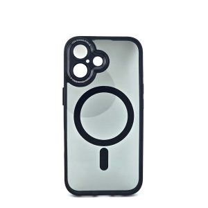 Husa de Protectie Compatibil cu iPhone 16 Plus, Flippy, Incarcare Wireless, Tehnologie Magsafe, Carcasa din TPU/ PC, Protectie Camera, Antisoc, Antizgariere, Negru - Transparent