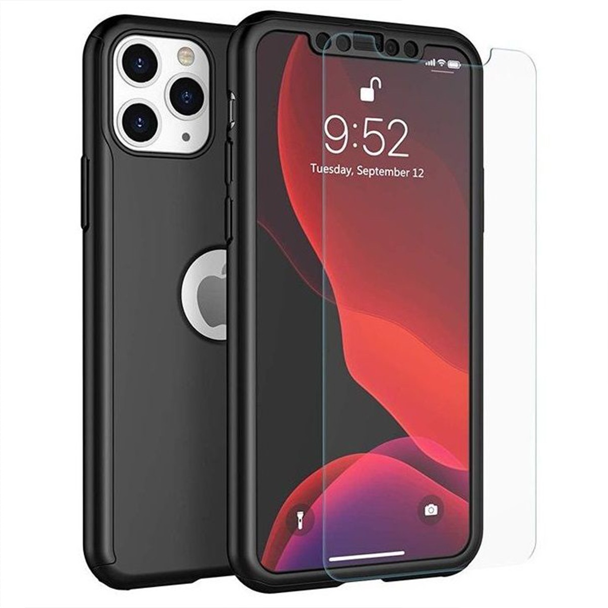 Husa de protectie Flippy compatibila cu Apple iPhone 13 Pro Max, Full Cover 360, Negru + Folie de protectie