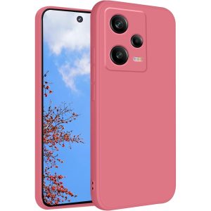 Husa de Protectie, Flippy, pentru Xiaomi Redmi Note 12 Pro 5G, Liquid Silicone, cu Microfibra pe Interior, Protectie Antisoc, Compatibil Incarcare Wireless, Rosu Camellia
