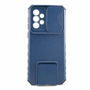 Husa Defender cu Stand pentru Samsung Galaxy A33 5G, Albastru, Suport reglabil, Antisoc, Protectie glisanta pentru camera, Flippy