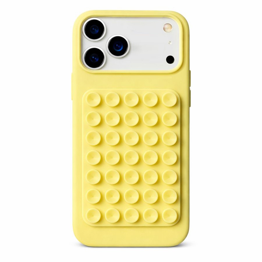Husa din Silicon pentru iPhone 17 Air, Flippy, Carcasa de Protectie cu Ventuze, din Cauciuc Moale Rezistenta la Socuri, Galben