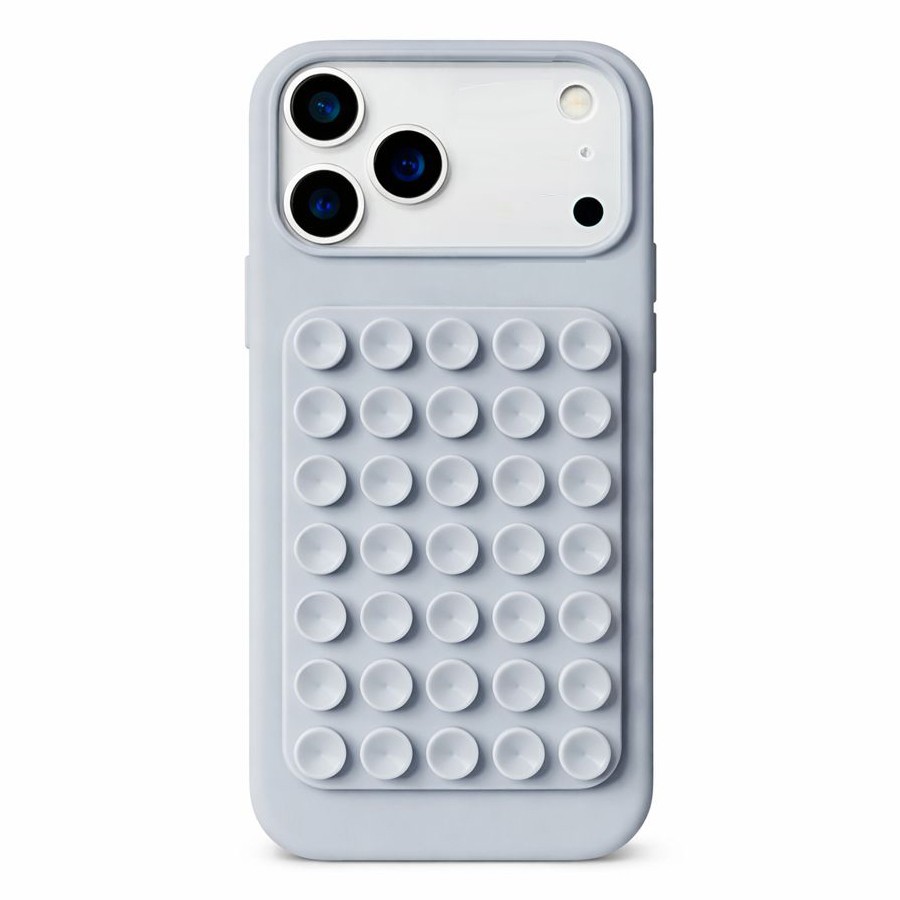 Husa din Silicon pentru iPhone 17, Flippy, Carcasa de Protectie cu Ventuze, din Cauciuc Moale Rezistenta la Socuri, Gri