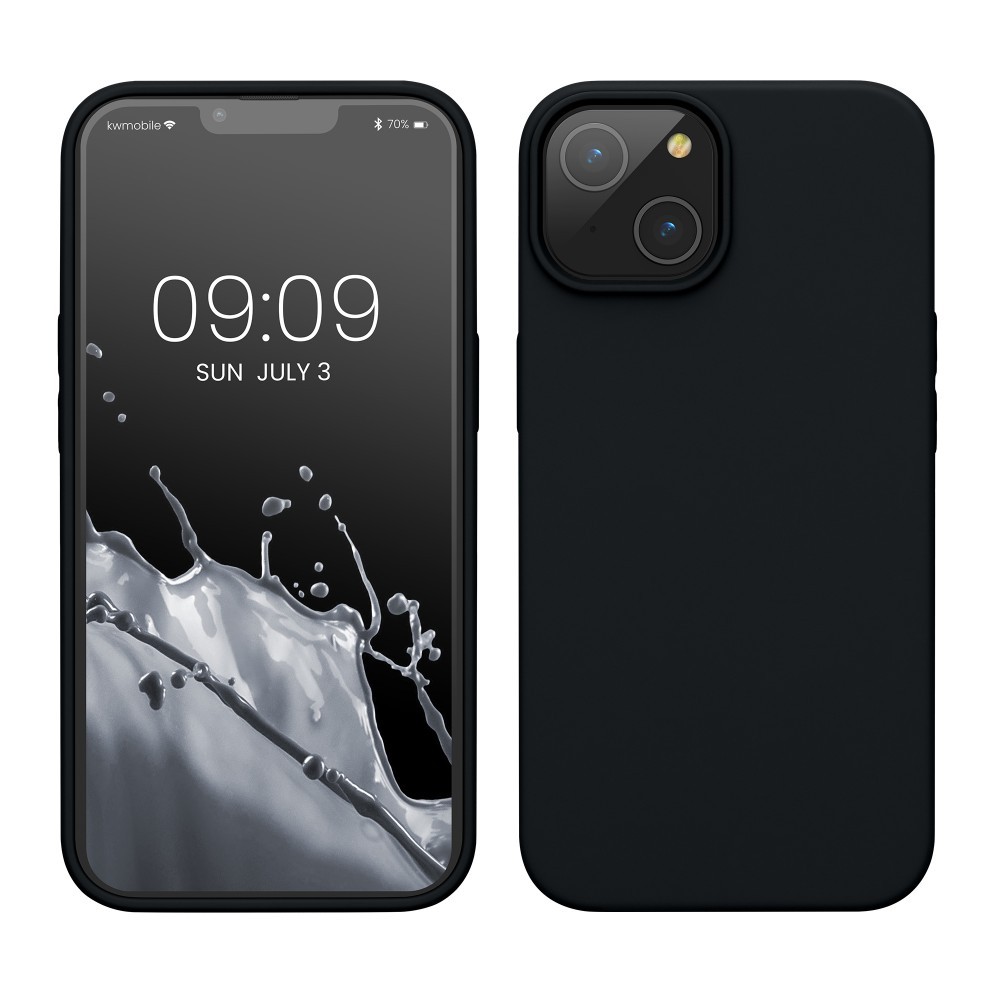Husa pentru Apple iPhone 14 Flippy, Liquid Silicone, cu Microfibra pe interior, Protectie Antisoc, Negru