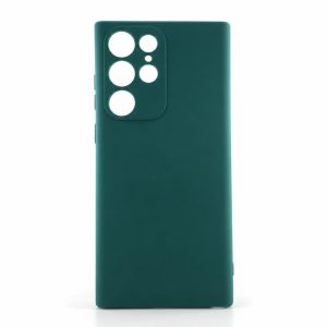 Husa pentru Samsung Galaxy S22 Ultra, Flippy, Liquid Silicone, cu Microfibra pe interior, Protectie Antisoc, Verde inchis