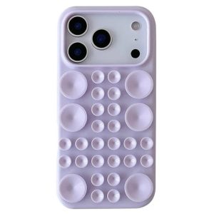 Husa cu Ventuze, Flippy, Compatibila iPhone 17, din Silicon, Interior Microfibra, Mov