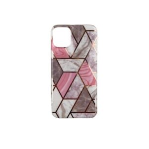 Husa protectie Flippy compatibila cu Apple iPhone 12 Soft IMD TPU Marble Geometric Alb