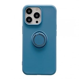 Husa protectie Flippy compatibila cu Huawei P Smart 2021 Liquid Silicone Ring cu suport rotativ Albastru