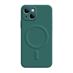 Husa Protectie, Flippy, Husa de Protectie Compatibila cu iPhone 14, Liquid MagSafe, Ring-Shaped, Magnetica, Verde