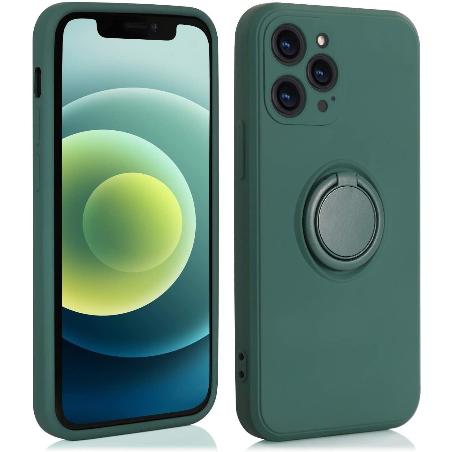 Husa protectie Flippy compatibila cu Samsung A02 S Liquid Silicone Ring cu suport rotativ Verde