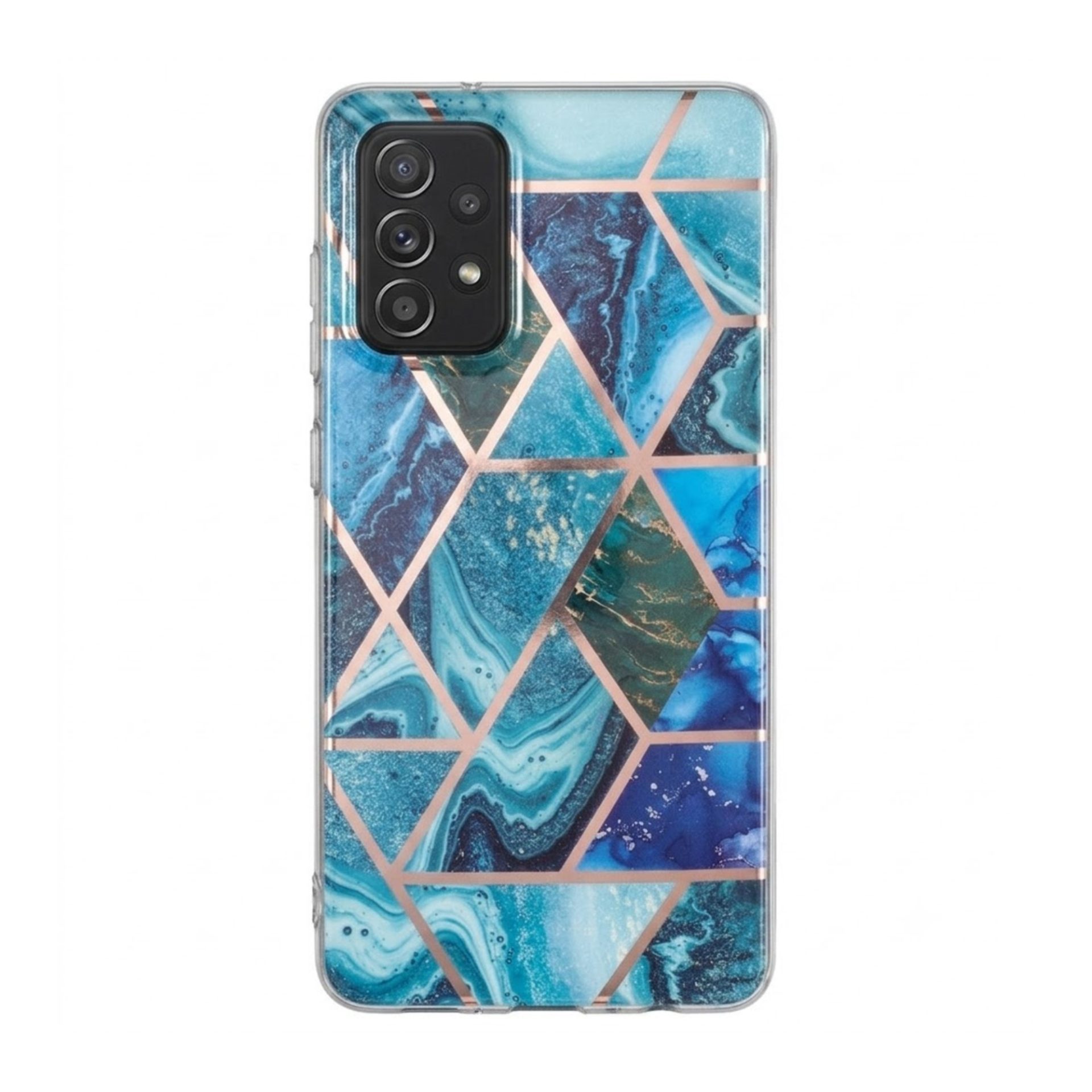 Husa protectie Flippy compatibila cu Samsung Galaxy A72 Soft IMD TPU Marble Geometric Albastru