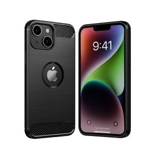 Husa Protectie, Flippy, Compatibila Apple iPhone 15 Pro Max, Carcasa TPU Carbon, 1.5 mm, Negru