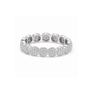 Inel din Argint 925, Jolie Silver, Model Circular cu Elemente Rotunde, cu Pietre Albe Incrustate, Finisaj Lucios, Argintiu
