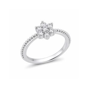 Inel Argint 925 Floare cu Zirconii, Marime 54, 1.77 g
