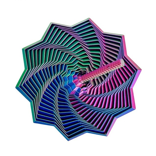 Jucarie Decompresie, Flippy, Model Stea 3D, DuoChrome, Maner Spirala, Turn Magic Geometric, Multiple Forme, Anti-stress, 17 cm, Albastru Rosu Verde