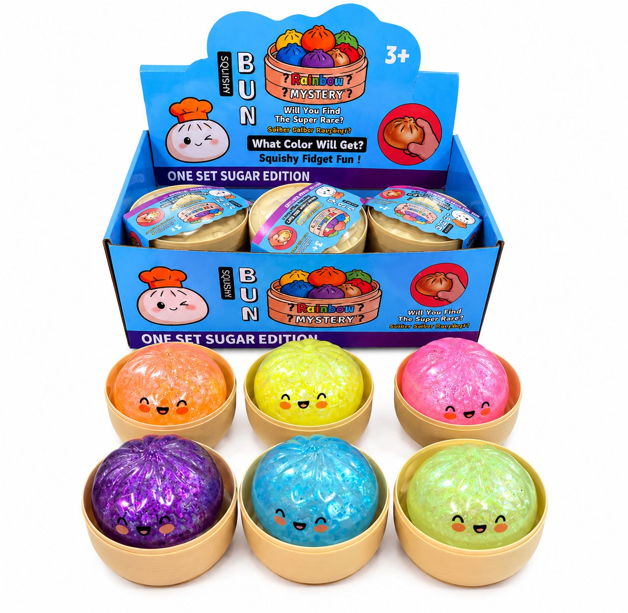 Jucarie Senzoriala Antistres, Flippy, Model Dumpling Squishy Misterios, Textura Moale si Compresibila, 8.5 cm, Culoare Aleatorie