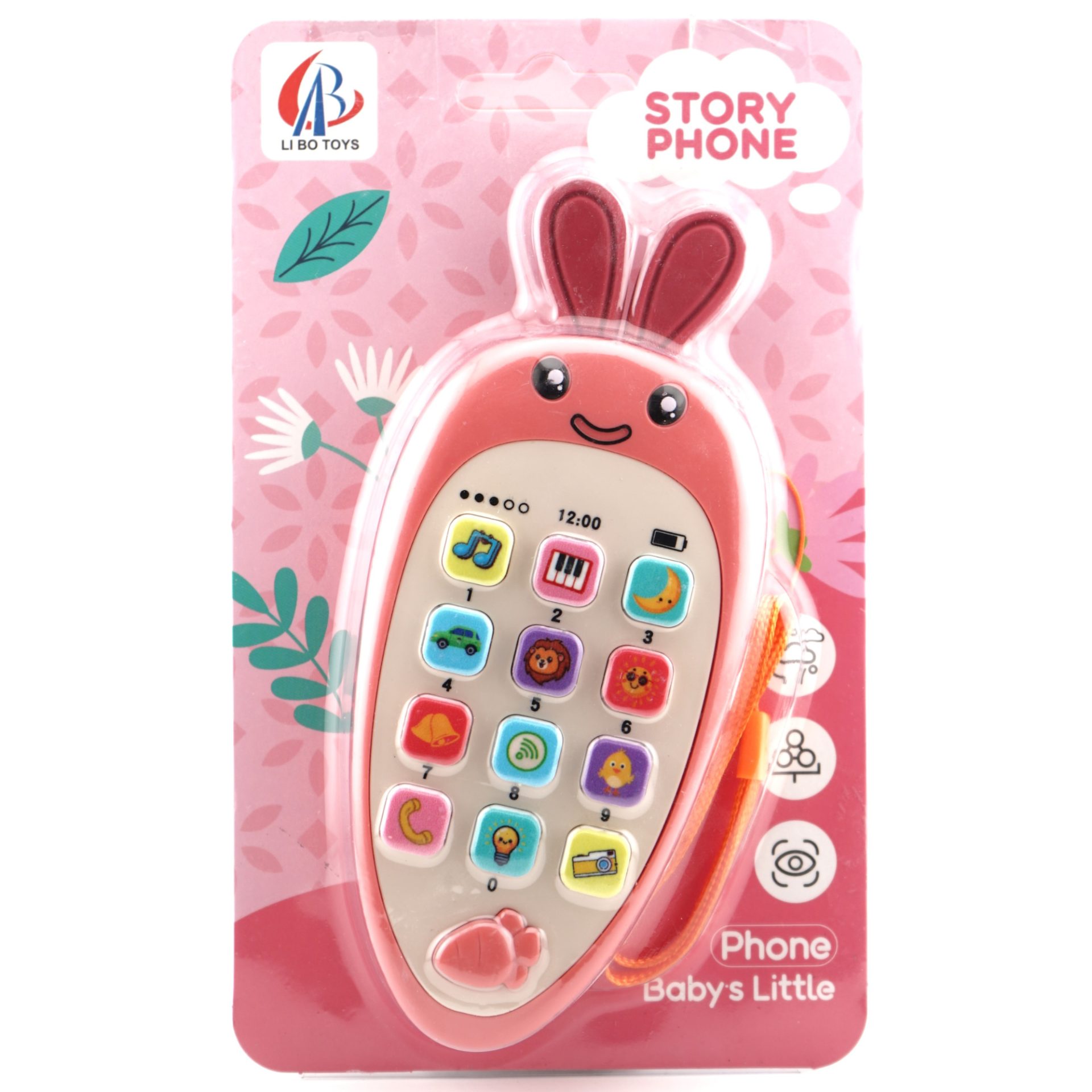 Jucarie Interactiva, Flippy, Telefon Inteligent, Model Morcov, Functii Educative, Muzicale si Voce, 4-6 ani, 19 x 11.5 cm, din Plastic, Roz