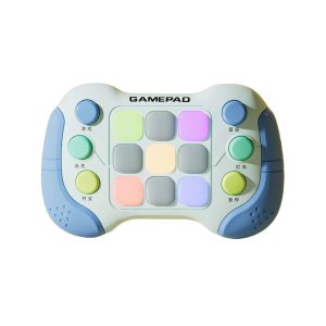 Jucarie Interactiva Flippy, Tip Consola Pop It, 6 butoane functionale, 5 Moduri de Joc, 600 Niveluri, + 3 ani, Albastru/Gri