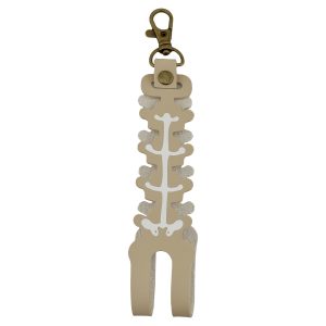 Husa pentru Kendama, Flippy, tip Pandativ/Breloc, Imprimeu Skull, din Piele Ecologica, 26 x 3.2 cm, Bej deschis