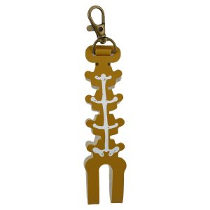 Husa pentru Kendama, Flippy, tip Pandativ/Breloc, Imprimeu Skull, din Piele Ecologica, 26 x 3.2 cm, Maro deschis