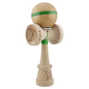 Kendama X Originala, Profesionala, Flippy, Super Sticky, Cupe Mari KING SIZE V3, Gaura in Baza, Rulment Metalic, din lemn 18 cm, Ata 62/65 cm, Original Verde