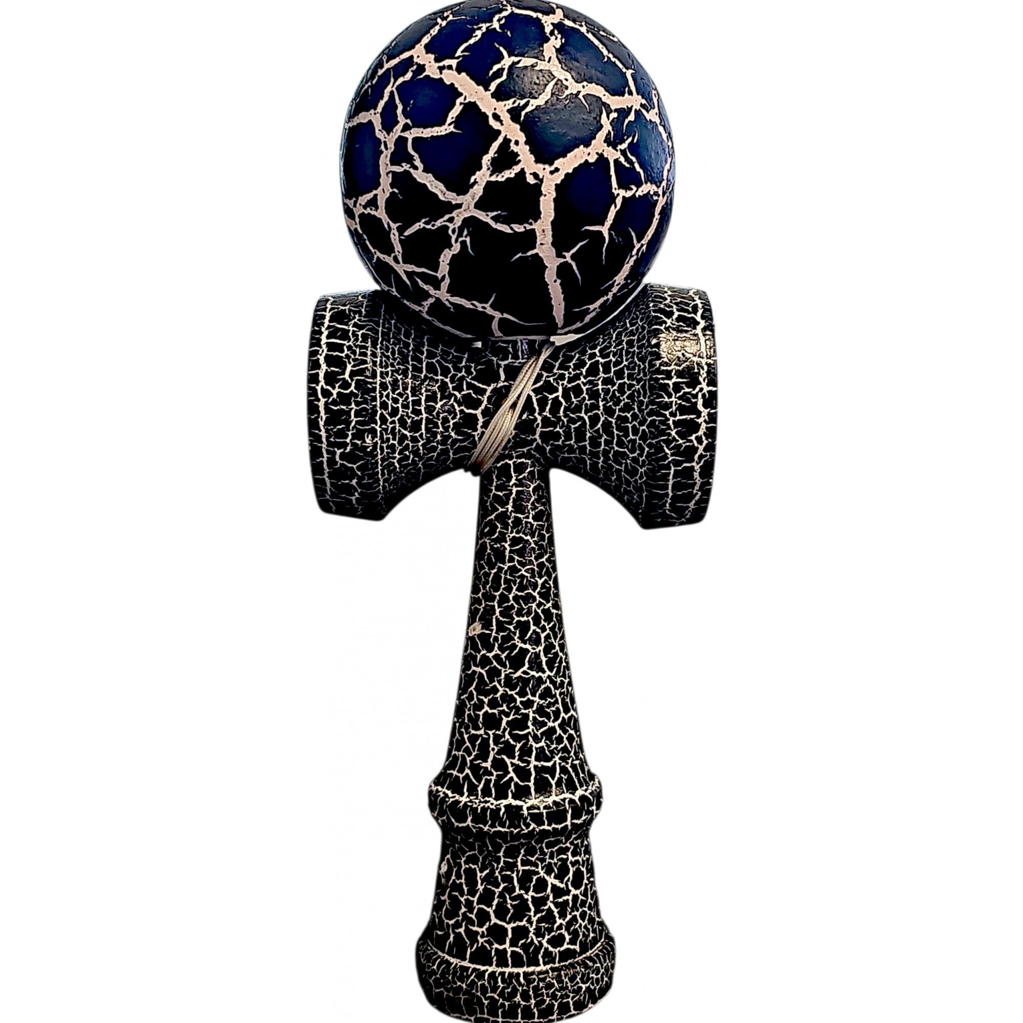 Kendama X Originala, Profesionala, Flippy, Cracked, din Lemn, 18 cm, Negru Alb