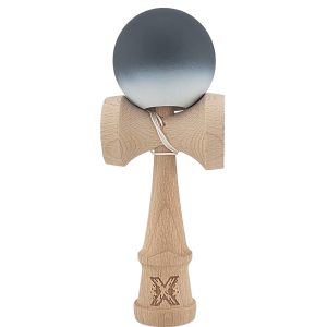 Kendama X Originala, Profesionala, Flippy, din Lemn, Rubber Grip, 18 cm, Alb/Negru