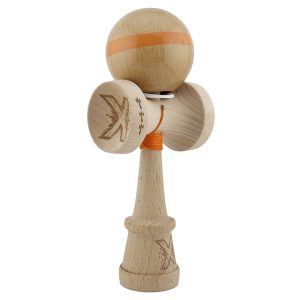 Kendama X Originala, Profesionala, Flippy, Super Sticky, Cupe Mari KING SIZE V3, Gaura in Baza, Rulment Metalic, din lemn 18 cm, Ata 62/65 cm, Original Portocaliu