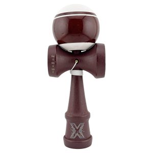 Kendama X Originala, Profesionala, Flippy, Super Sticky Legendary, Rulment Metalic cu Ata 55 cm, Alb/Maro