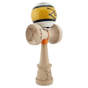 Kendama X Zen Series Originala, Profesionala, Flippy, Cupe Mari KING SIZE V3, Super Sticky, Gaura in Baza, Rulment Metalic, din lemn 18 cm, Ata 62/65 cm, Auriu