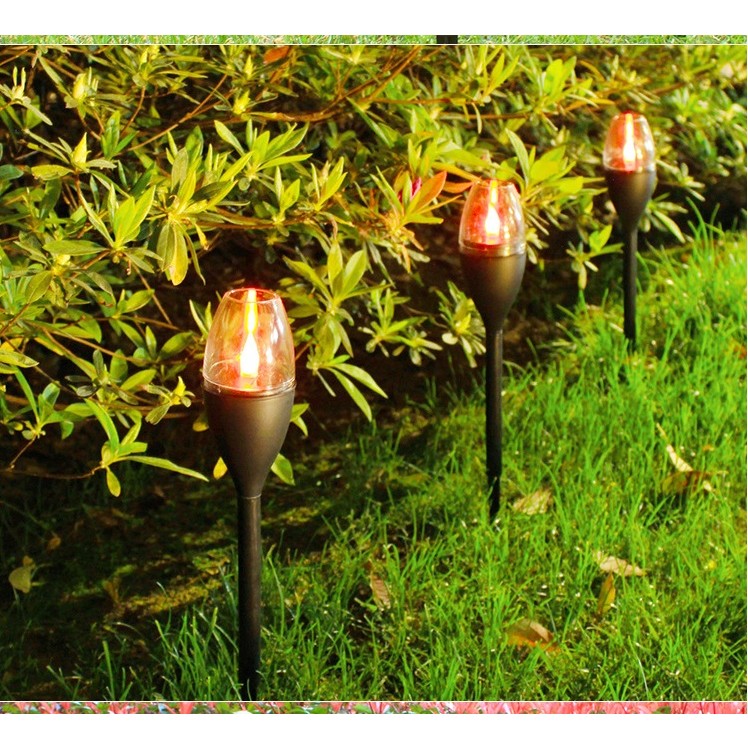 Lampa solara LED pentru gradina, Flippy, Set 10 Bucati, Tip Pahar de Vin, Inaltime 37.5 cm, efect de flacara, PVC si ABS, 2V, 200mAh, Lumina Multicolora, Negru