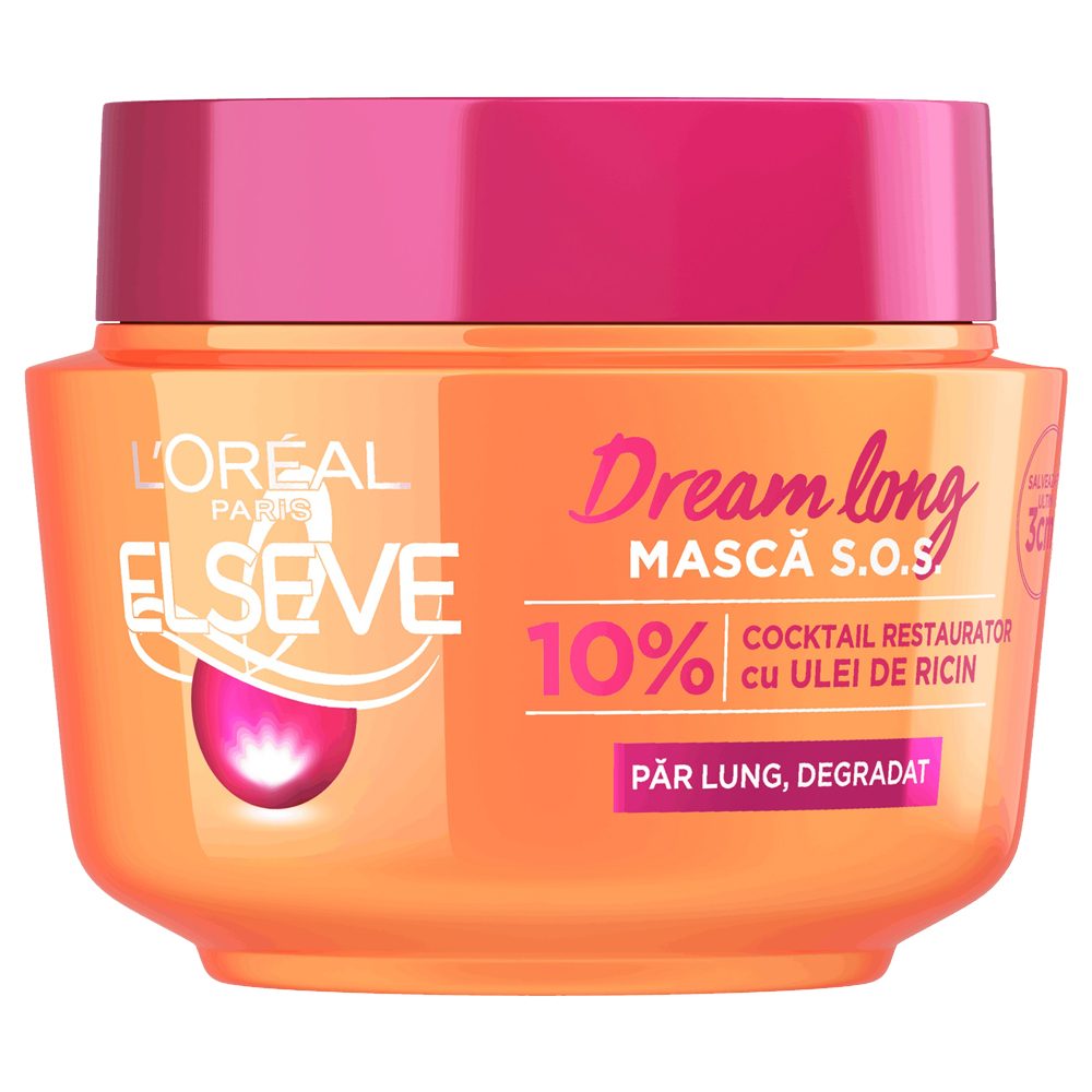 Masca pentru Par, LOREAL, Elseve Dream Long Reparare Intensa Keratina Vitamine Ulei de Ricin, 300 ml