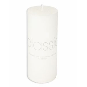 Lumanare Decorativa, Flippy, din Parafina, Cilindrica, Fara Fum si Fara Parfum, 7 x 15 cm, 500 g, Ardere 72h, Ivory Alb