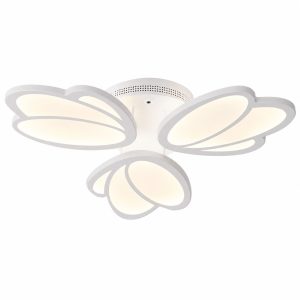 Plafoniera LED TULIP, Flippy, 45W, Diametru 50 cm, 3 Petale, Lumina Calda/Neutra/Rece, Dimabila, Telecomanda Inclusa, Alb