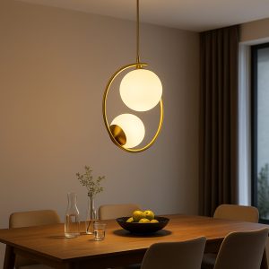 Lustra LOFT Atelier, 2x E27, Alb Auriu, Metal, Inaltime Reglabila