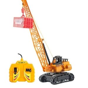 Macara cu Telecomanda Multicolor, Jucarie Macara de Constructii RC, Ridica si Coboara, Se Roteste, Telecomanda 2.4GHz, Jucarie Electrica pentru Baieti 3+ Ani, Cadou Ideal Santier si Utilaje Constructii