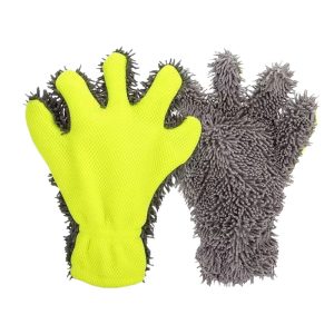 Manusa din Microfibra cu Degete pentru Spalare si Curatare, Flippy, 5 Degete, Design cu Doua Fete, Reutilizabila, 28 x 24,5 cm, Galben