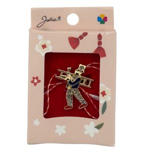 Martisor Brosa Mica in Cutie, Jolie, Dimensiune Brosa 2.5-3cm, Material Metal, Model Hornar, Cutie Roz