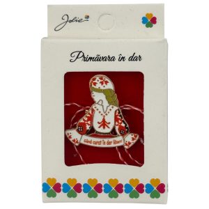 Martisor Brosa Mica in Cutie, Jolie, Design cu Mesaj, Material Metal, Dimensiune 2.5-3 cm, Model Traditional Femeie