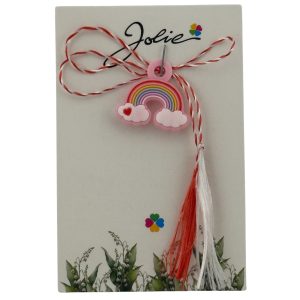 Martisor pentru Copii, Jolie, Material Cauciuc, Ambalaj Carton cu Design, Multicolor, Model Curcubeu