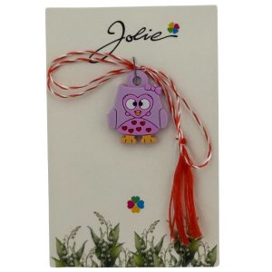 Martisor pentru Copii, Jolie, Material Cauciuc, Ambalaj Carton cu Design, Multicolor, Model Bufnita
