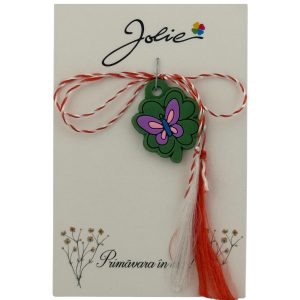Martisor pentru Copii, Jolie, Material Cauciuc, Ambalaj Carton cu Design, Multicolor, Model Fluture