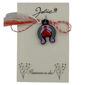 Martisor pentru Copii, Jolie, Material Cauciuc, Ambalaj Carton cu Design, Multicolor, Model Potcoava